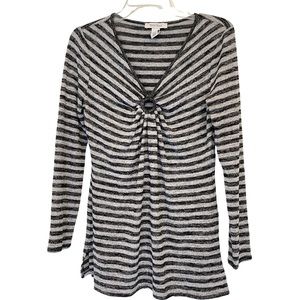 WHBM black and gray stripes top small